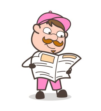 Karikatür çift okuma gazete vektör kavramı