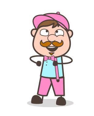 Neşeli çizgi film satıcı çocuk vektör çizim gülümseyen