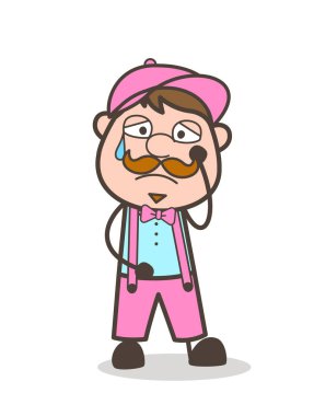 Yüz vektör ağlıyor çizgi film dondurma satıcısı