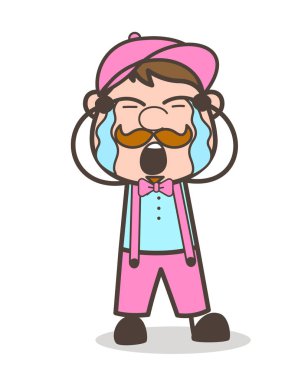 Yüksek sesle yüz vektör ağlıyor çizgi film işçi