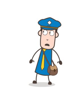 Korkunç çizgi film postacı karakter yüz ifade