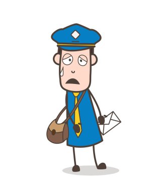 Hasta postacı yüz ter vektör çizim ile yorgun