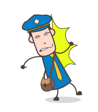 Çizgi film postacı duvar vektör kavramı ile çarptı