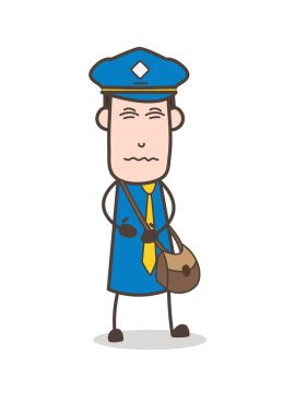 Karikatür postacı şaşırmış yüz ifade vektör