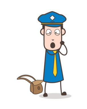 Çizgi film heyecanlı ve mutlu postacı ifade vektör