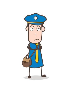 Karikatür postacı ifadesiz yüz vektör