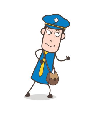 Postacı karakter çalışan poz vektör gülümseyen