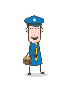 Genç postacı karakter yüzü gülüyor