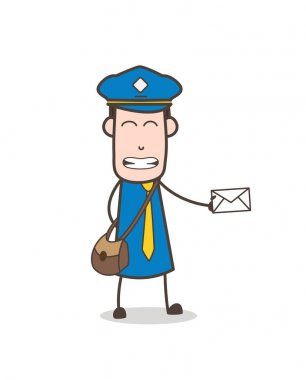 Komik postacı ekşitmeden suratla mektup vektör