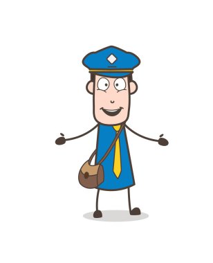 Neşeli çizgi film Postboy karakter yüz vektör