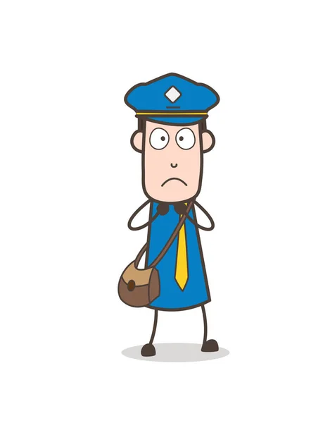 Wanhopige Postman gezicht expressie Vector — Stockvector