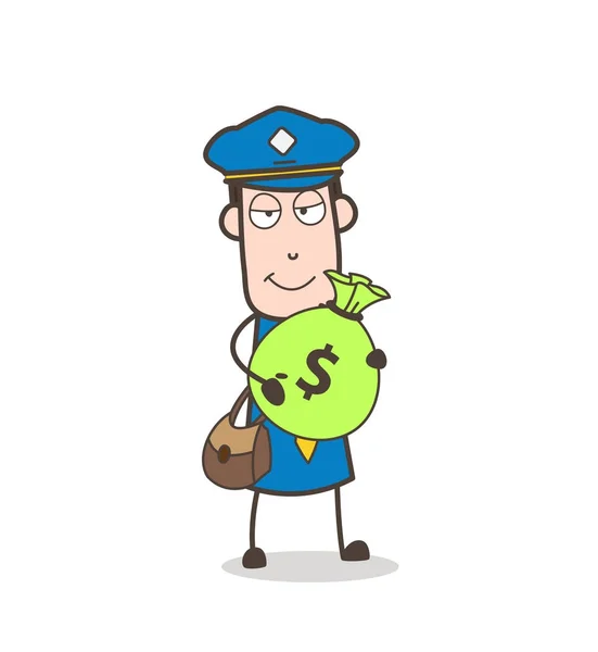 Cartoon Postman houden een Cash tas vectorillustratie — Stockvector