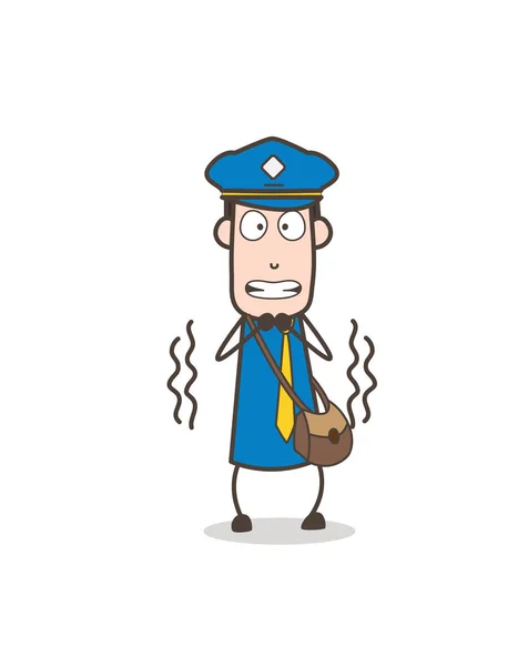 Cartoon Postman beven in angst Vector — Stockvector