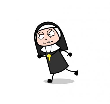 Kızgın çizgi film Rahibe çalışan vektör