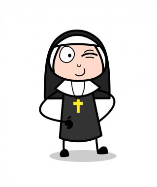 Mutlu Rahibe göz yüz vektör göz kırpıyor