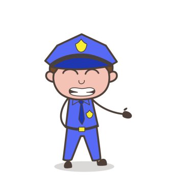 Çizgi film gözleri gülümseyerek ile yüz sırıtarak bekçisi