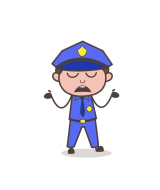 Çizgi film memur yorgun ifade vektör