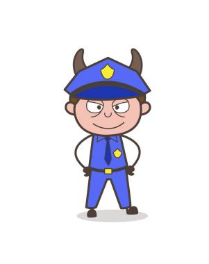 Boynuzları vektör ile mutlu Müfettiş