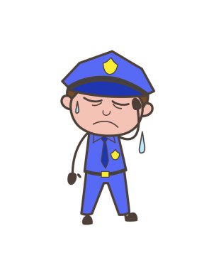 Üzgün emniyet amiri üzgün yüz ifadesi vektör