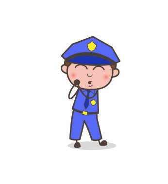 Masum yüzü kızaran ve vektör gülümseyen memur