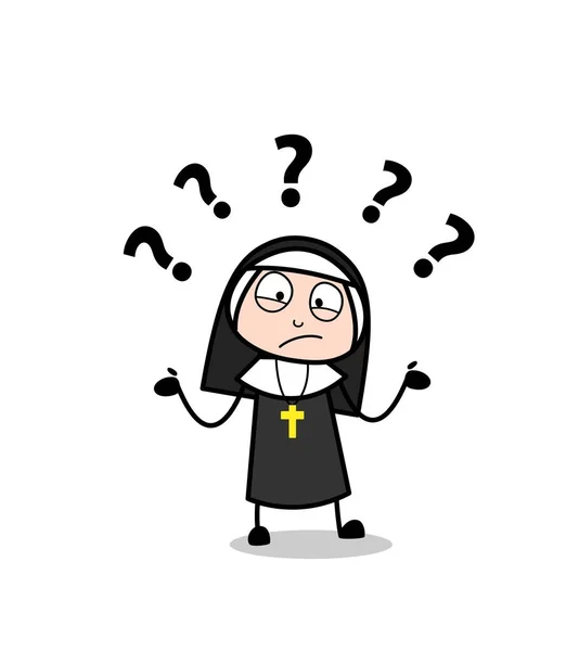 Confused Nun Character Face — Stock Vector