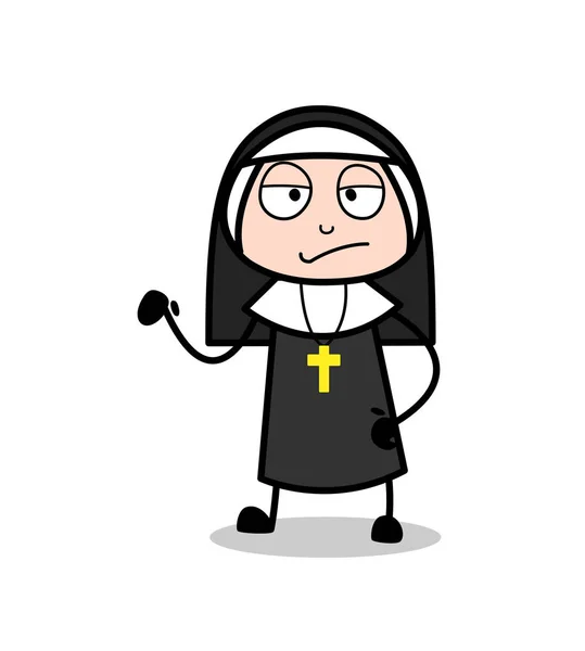 Descontente Nun Mulher Mão Gesture Vector — Vetor de Stock