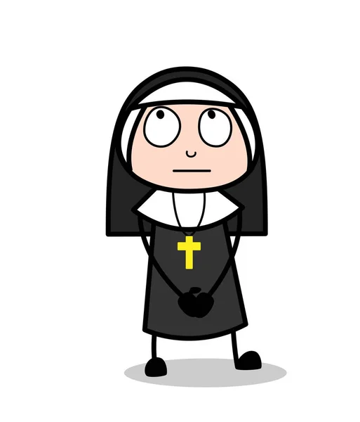 Nun dos desenhos animados Pensando Rosto — Vetor de Stock