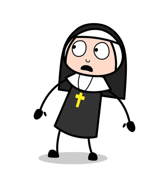 卡通害怕的修女的脸表达载体 — 图库矢量图片