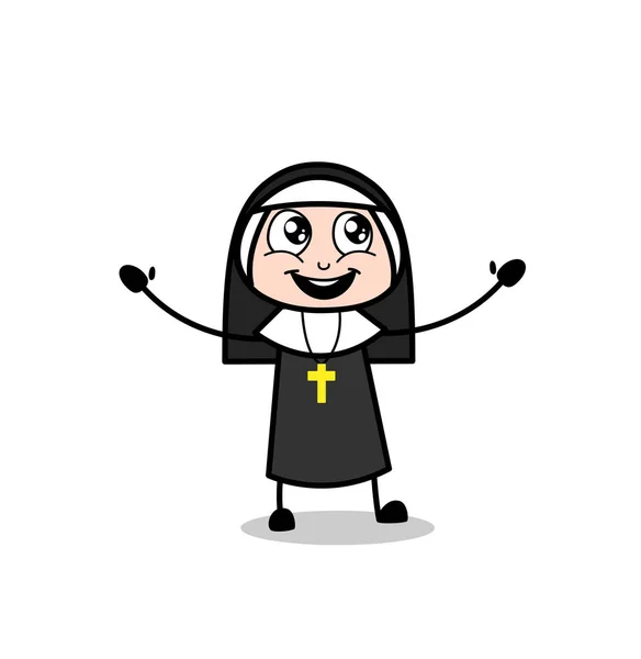 Inocente alegre Nun Lady Rindo em voz alta Vector — Vetor de Stock