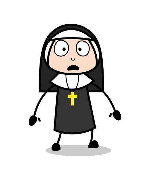 Nonne de bande dessinée Anguished Face Expression Vector — Image vectorielle