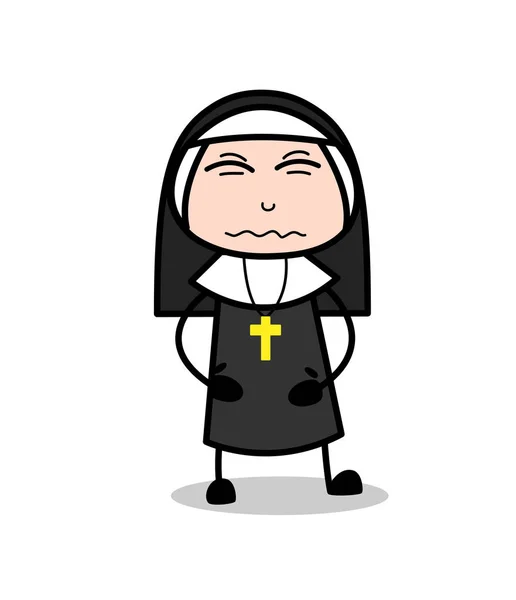 Cartoon Nun Confounded Face Vector — Stock Vector