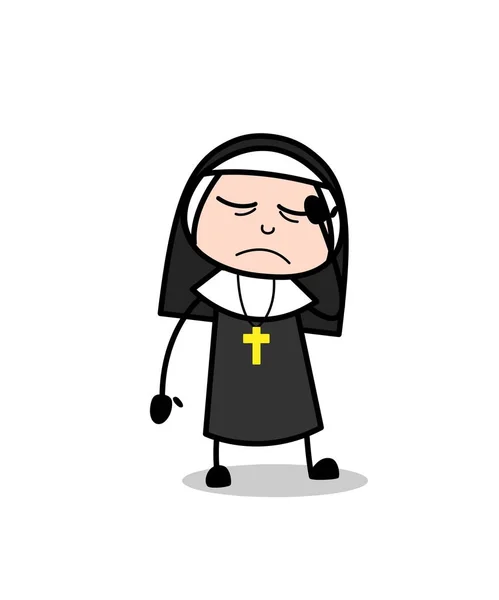 Verärgerte Nonne trauriges Gesicht Vektor Illustration — Stockvektor