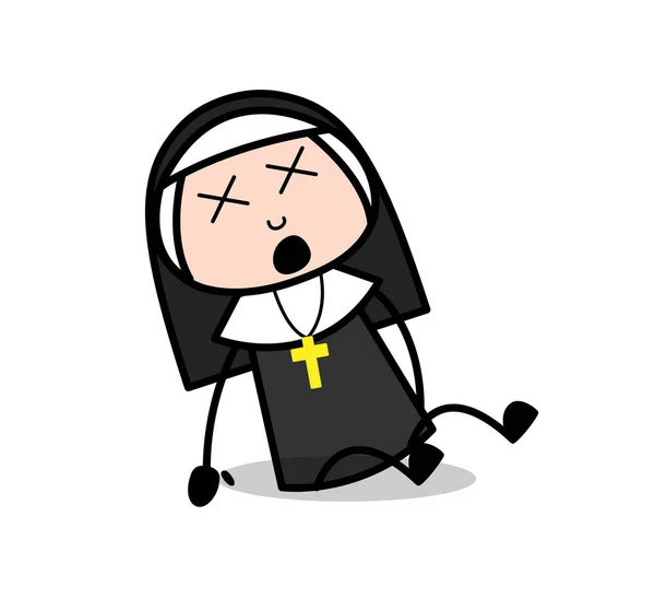 Cartoon Nonne schwindlig-Gesicht Ausdruck Vektor — Stockvektor