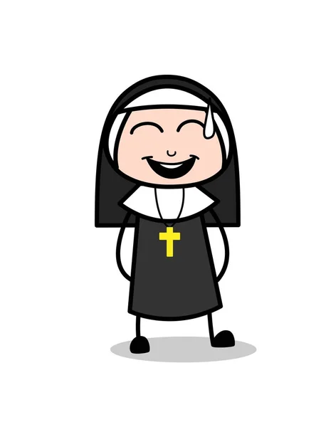 顔ベクトルを笑ってうれしそうな漫画の修道女 — ストックベクタ