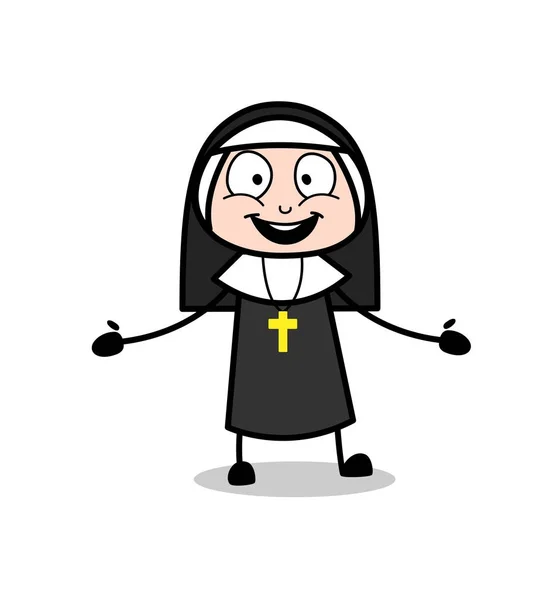 Glad nunna Lady skrattar i spänning — Stock vektor