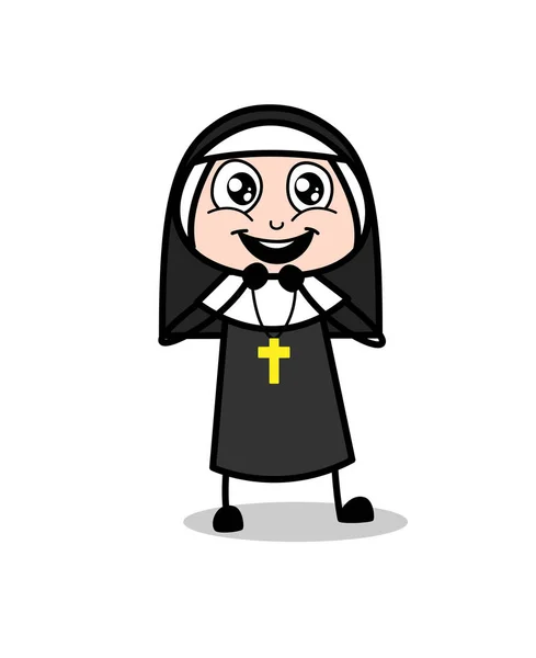 Surpris vecteur d'expression de rire de nonne de bande dessinée — Image vectorielle