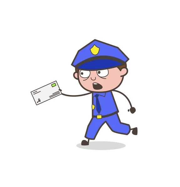 Cartoon Guard uitgevoerd in haast te leveren van de brief — Stockvector