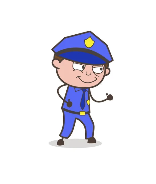 Happy Inspector Smiling Face and Running Pose — Stock Vector