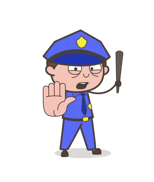 漫画の交通警察の一時停止の標識のベクトル — ストックベクタ