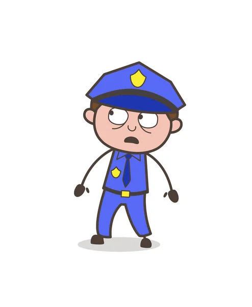 Cartoon Officer Watching in Fear Vector — Stock Vector