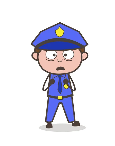 Chockad Comic Officer karaktär — Stock vektor