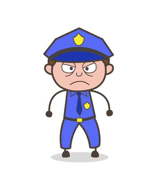 Aggressive Cartoon Officer Vector — Stock Vector