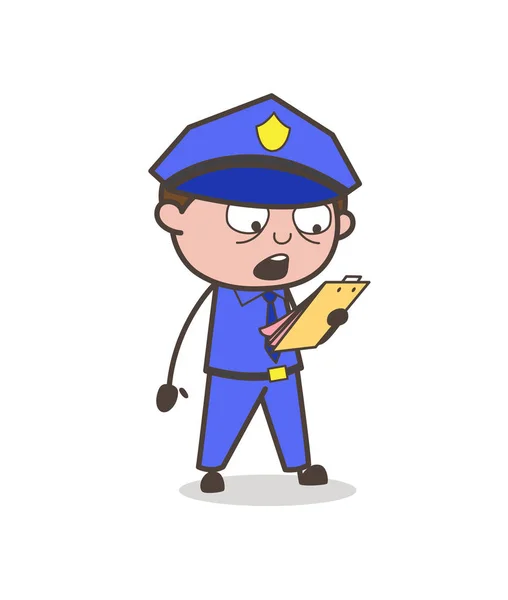 Oficer kreskówka ogłaszając zasady koncepcja wektor — Wektor stockowy