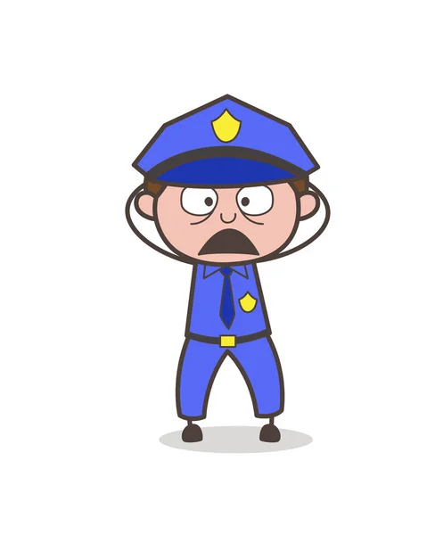 Dibujos animados Sheriff asombrado expresión de la cara — Archivo Imágenes Vectoriales