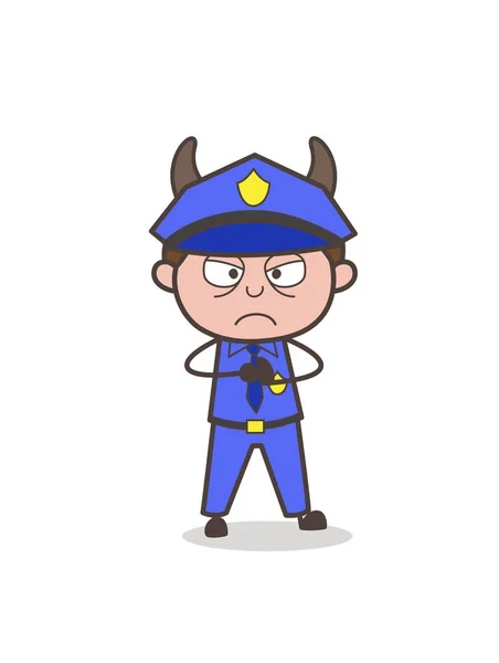 Cartoon duivel Inspector in boze stemming — Stockvector