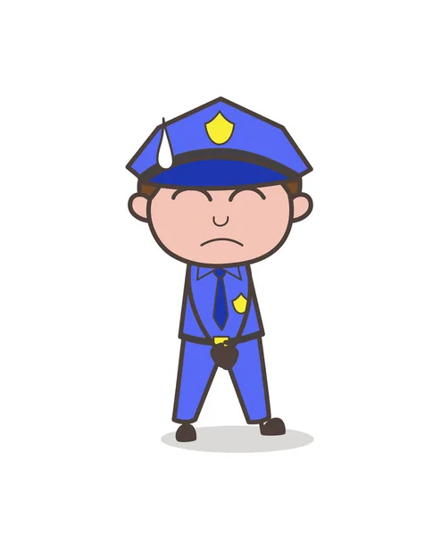 Cartoon Policeman Face with Cold Sweat — Stock Vector