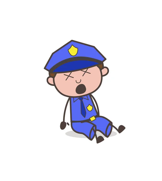 Cartoon Security-Guard Espressione del viso vertiginoso — Vettoriale Stock