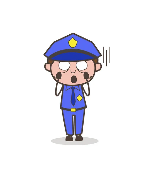 Cartoon Officer schreeuwen in angst Vector — Stockvector