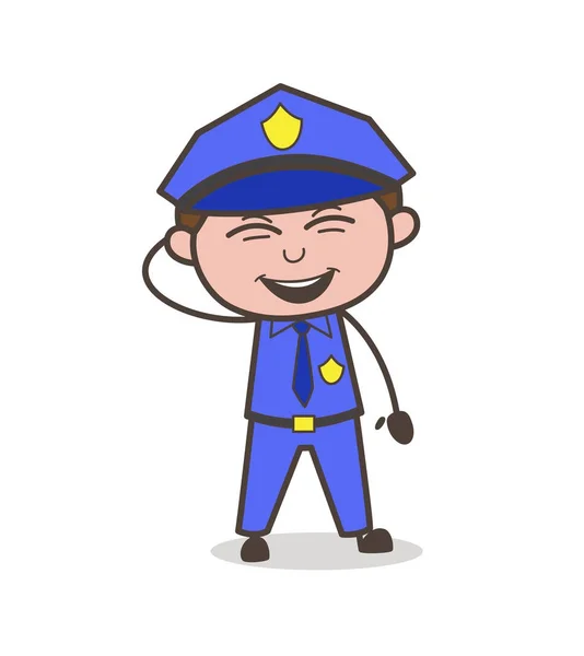 Grappige Officer lachen op grap vectorillustratie — Stockvector