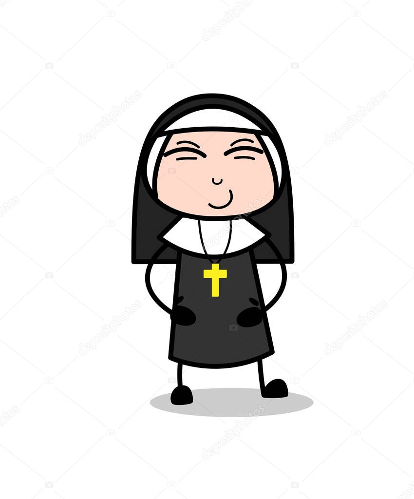 Cartoon Nun Smiling Face Vector Illustration